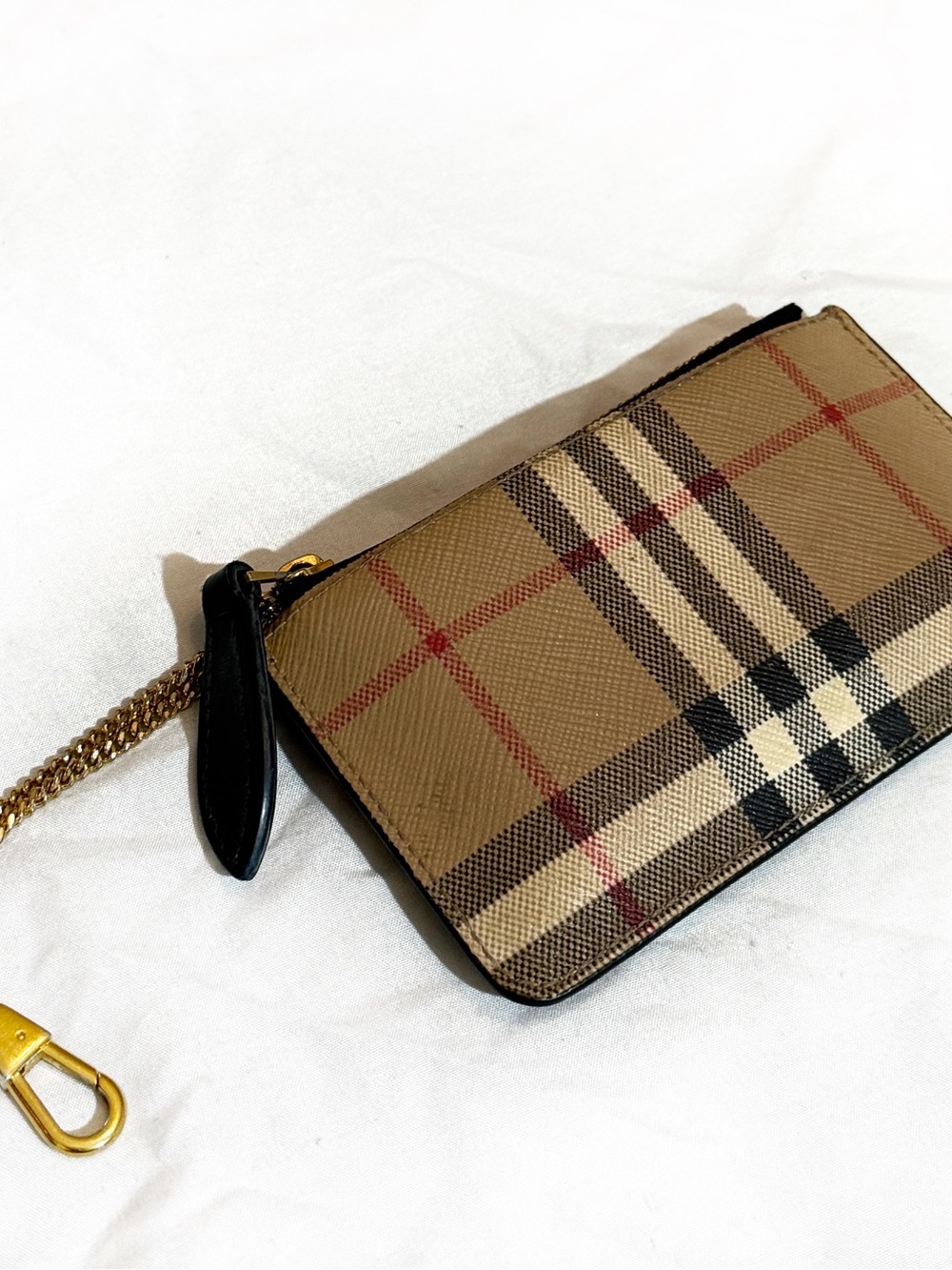 Burberry Keyring Card Holder Wallet Classic Burberry Pattern Gold Details - Picture 2 of 5